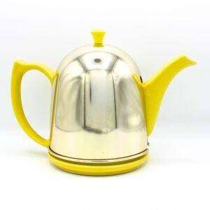 Vintage Yellow Hall Teapot Insulated Ceramic Cozy Hot Pot Retro Kitchen Decor